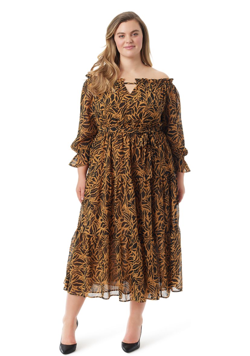 Plus Size Long Sleeve Gateel Maxi Dress