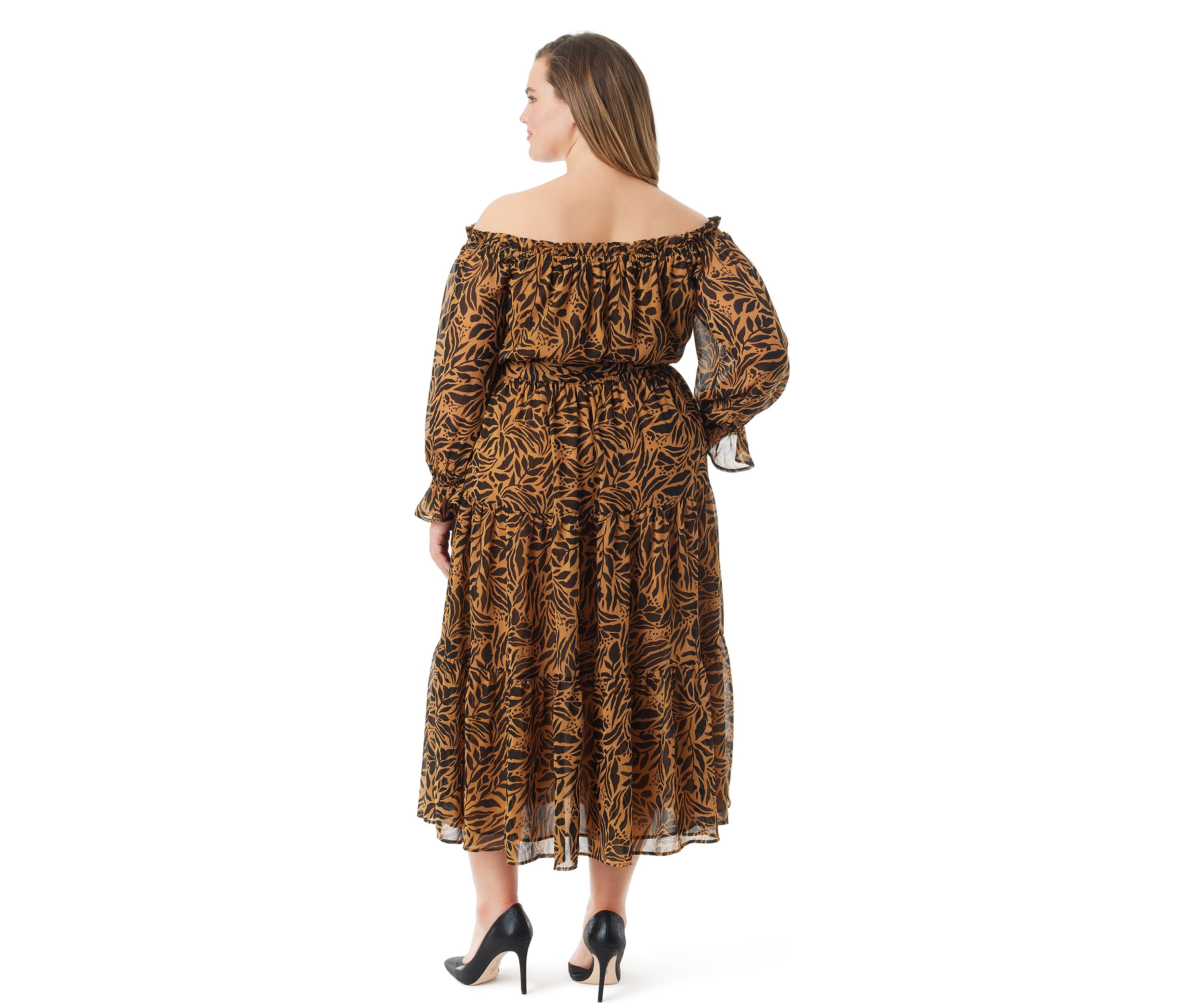 Plus Size Long Sleeve Gateel Maxi Dress