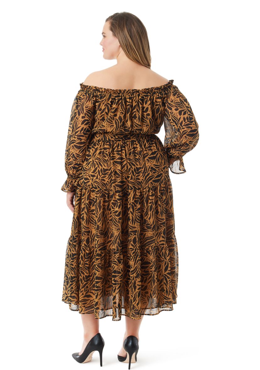 Plus Size Long Sleeve Gateel Maxi Dress