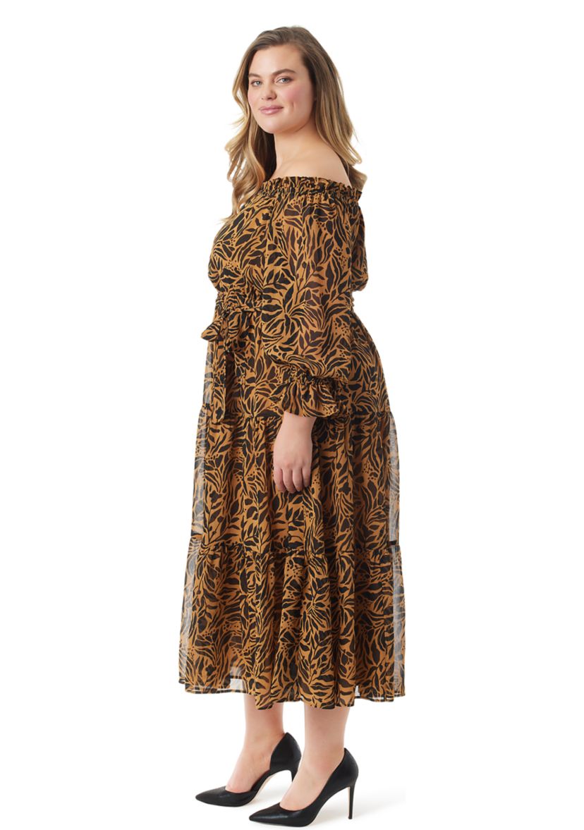 Plus Size Long Sleeve Gateel Maxi Dress