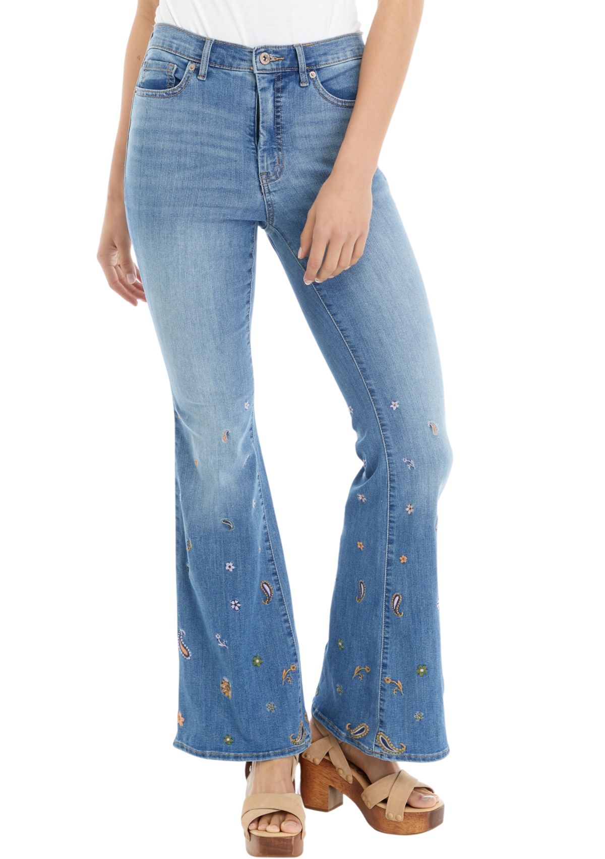 Embroidered Charm Flare Jeans