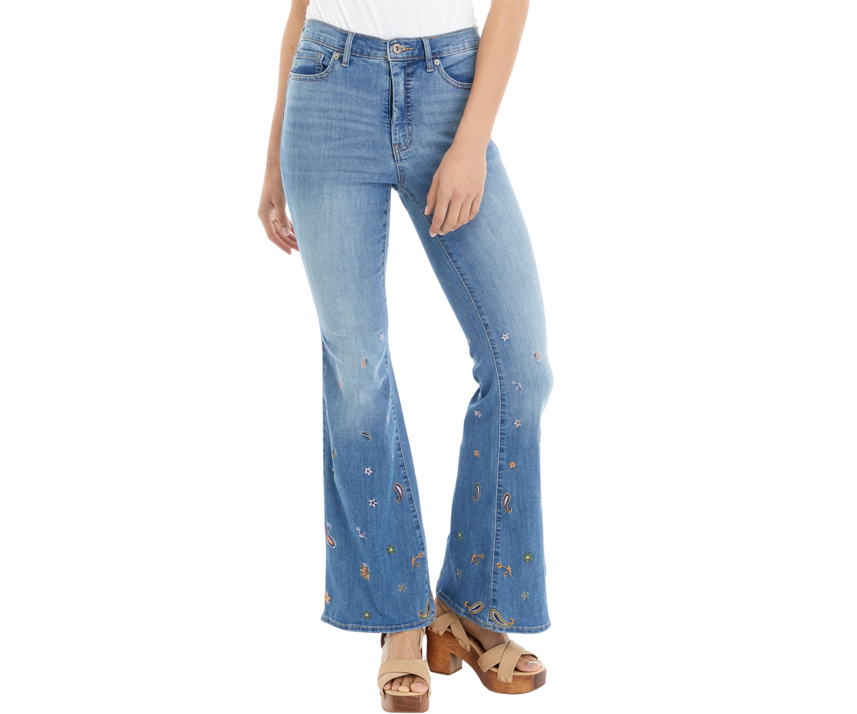 Embroidered Charm Flare Jeans
