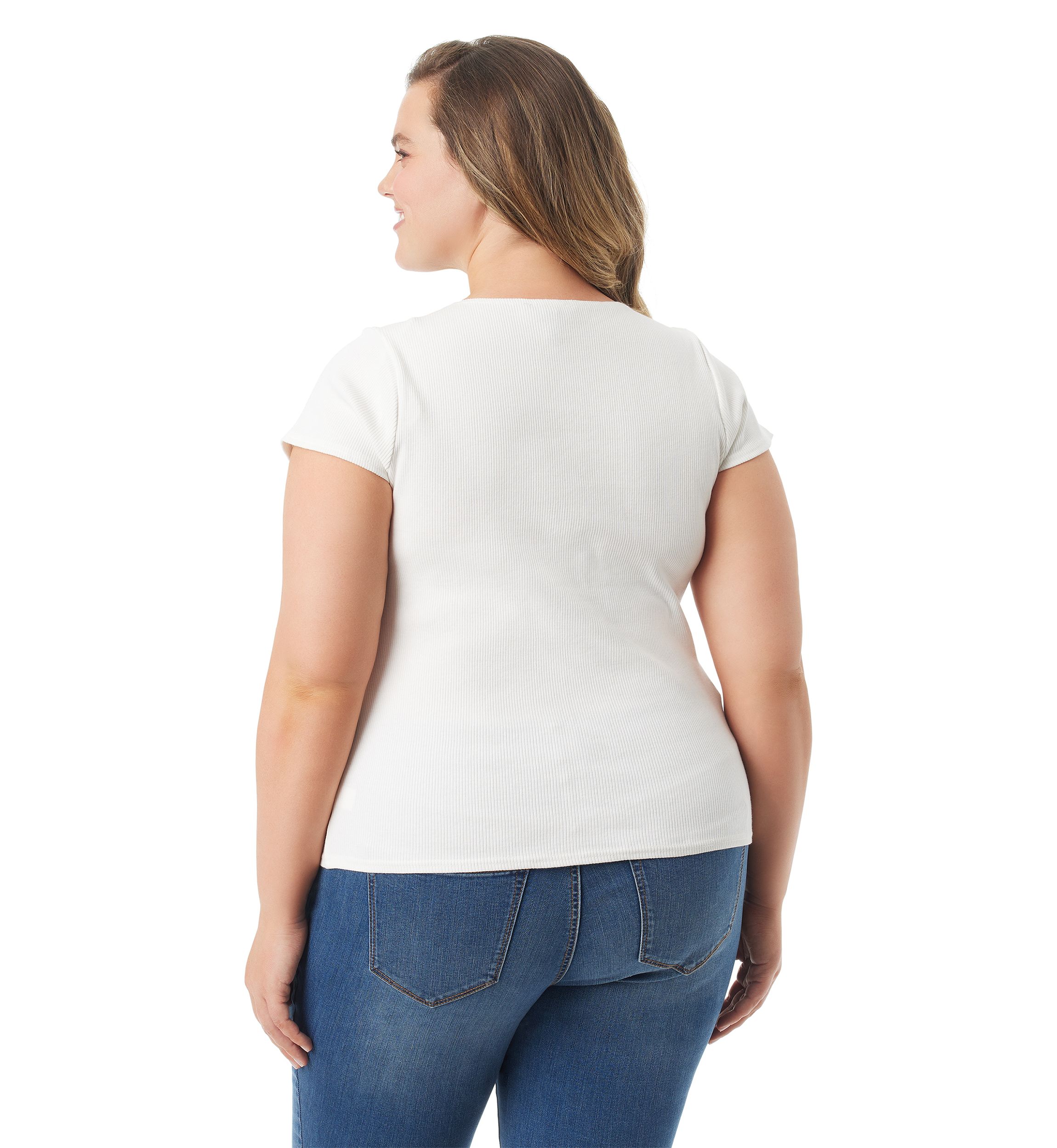 Plus Size Ribbed Knit Corset Detail Top