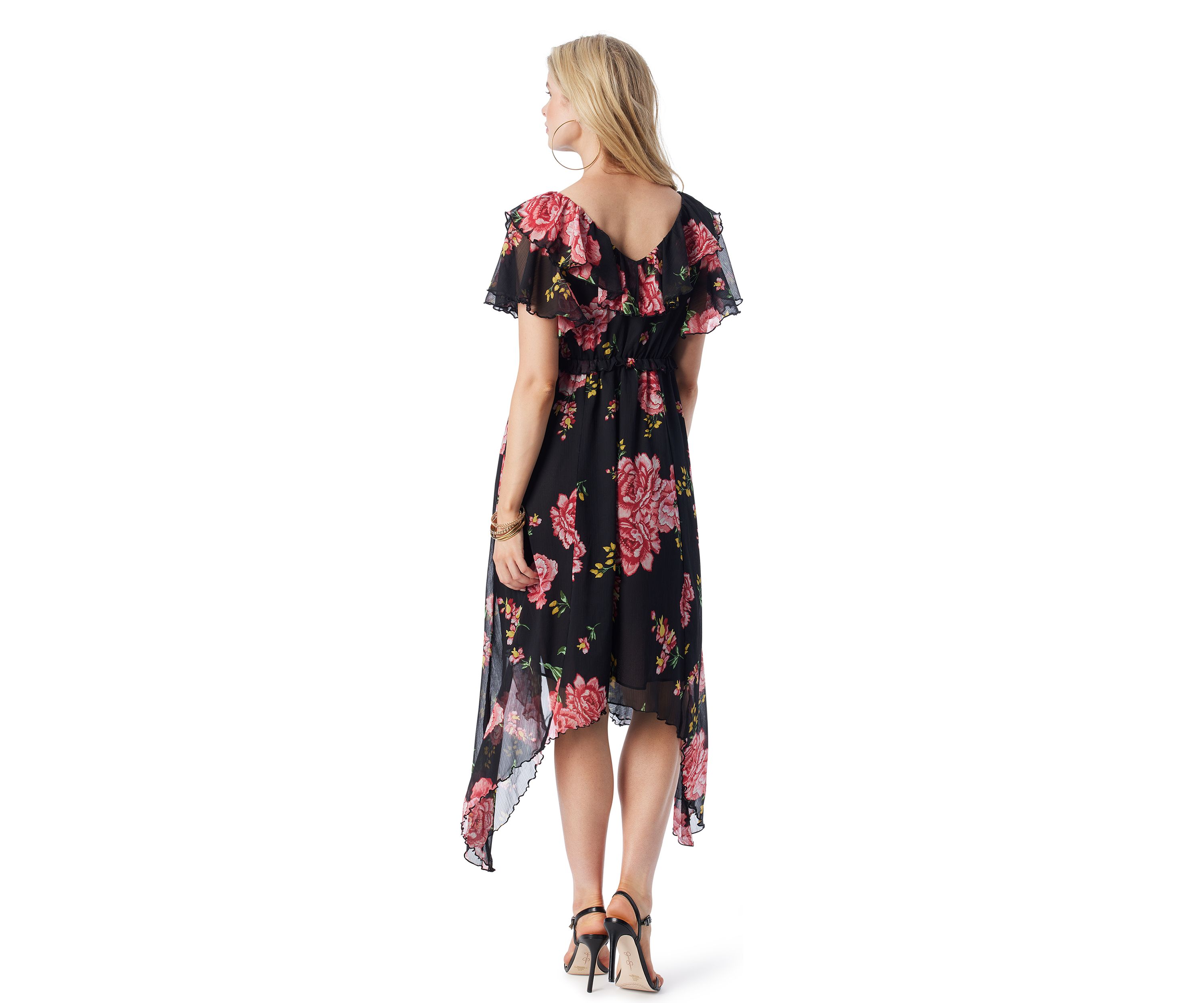 Womens Sleeveless Handkerchief Hem Midi Dress