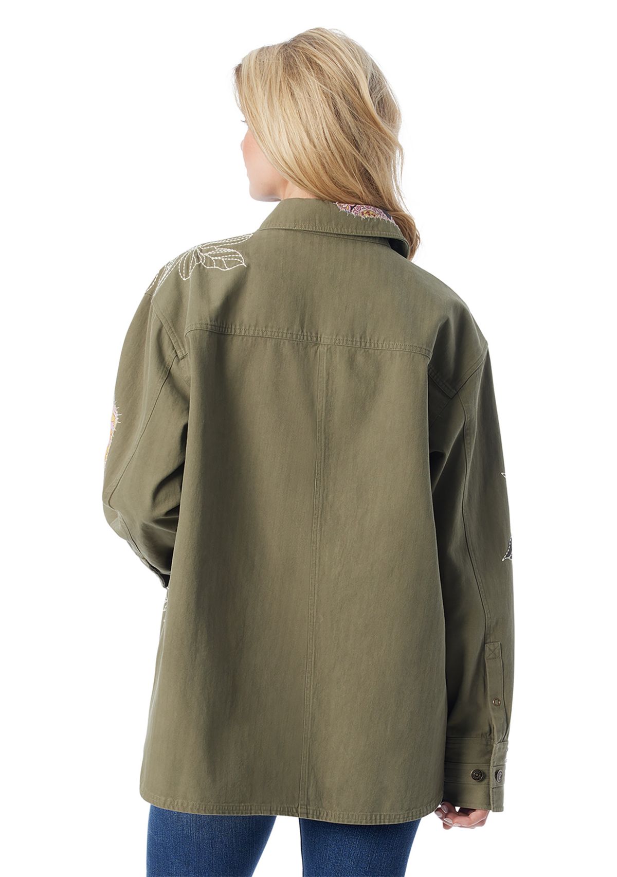 Womens Embroidered Shacket 