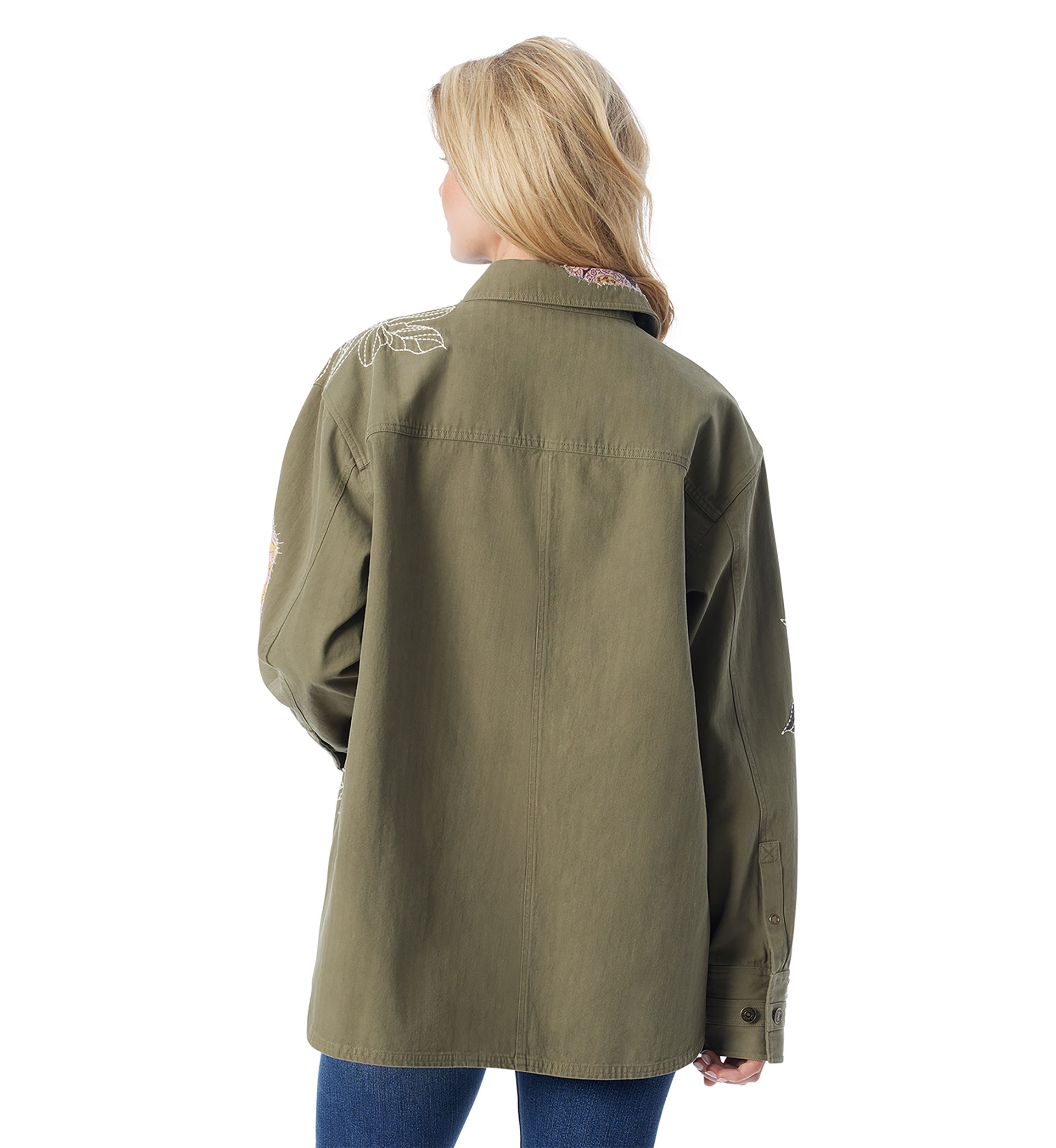 Womens Embroidered Shacket 