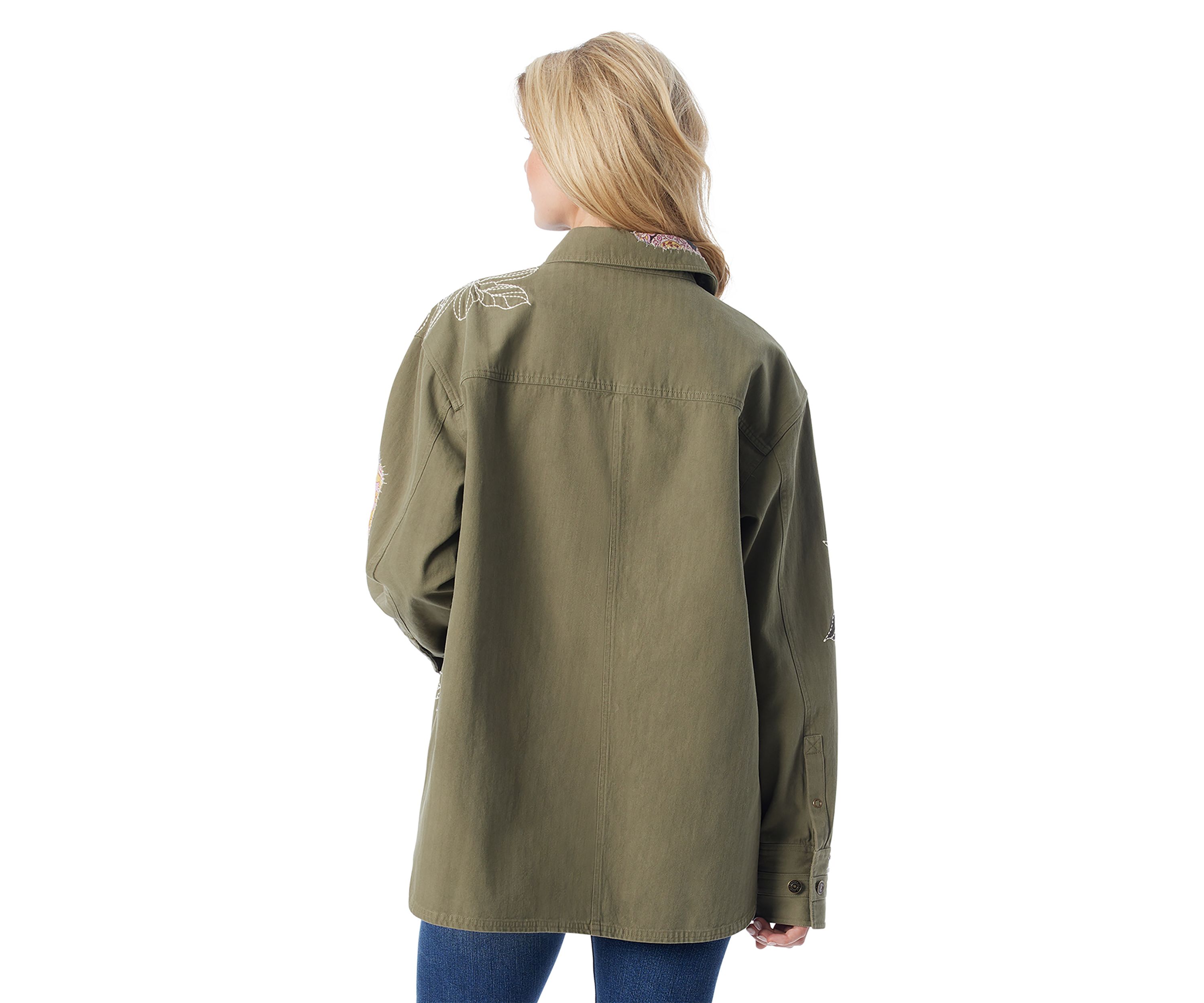 Womens Embroidered Shacket 