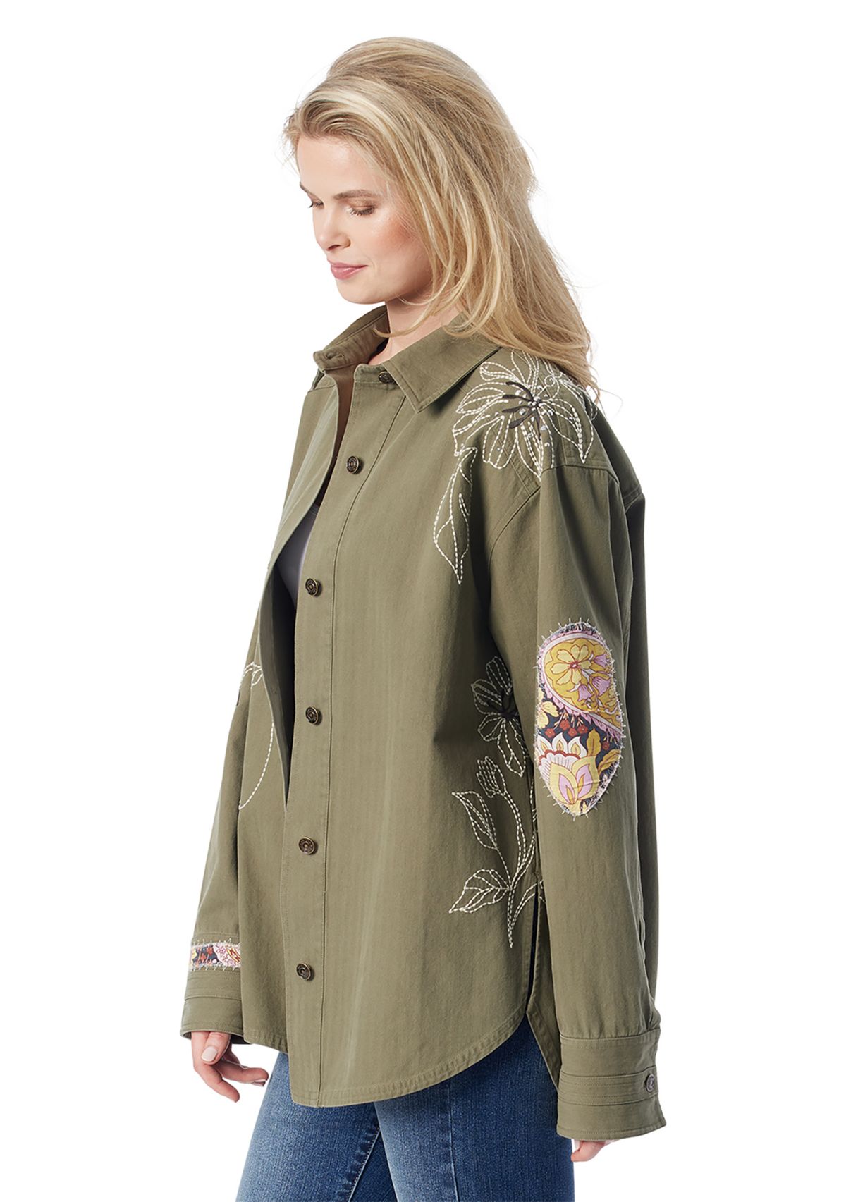 Womens Embroidered Shacket 