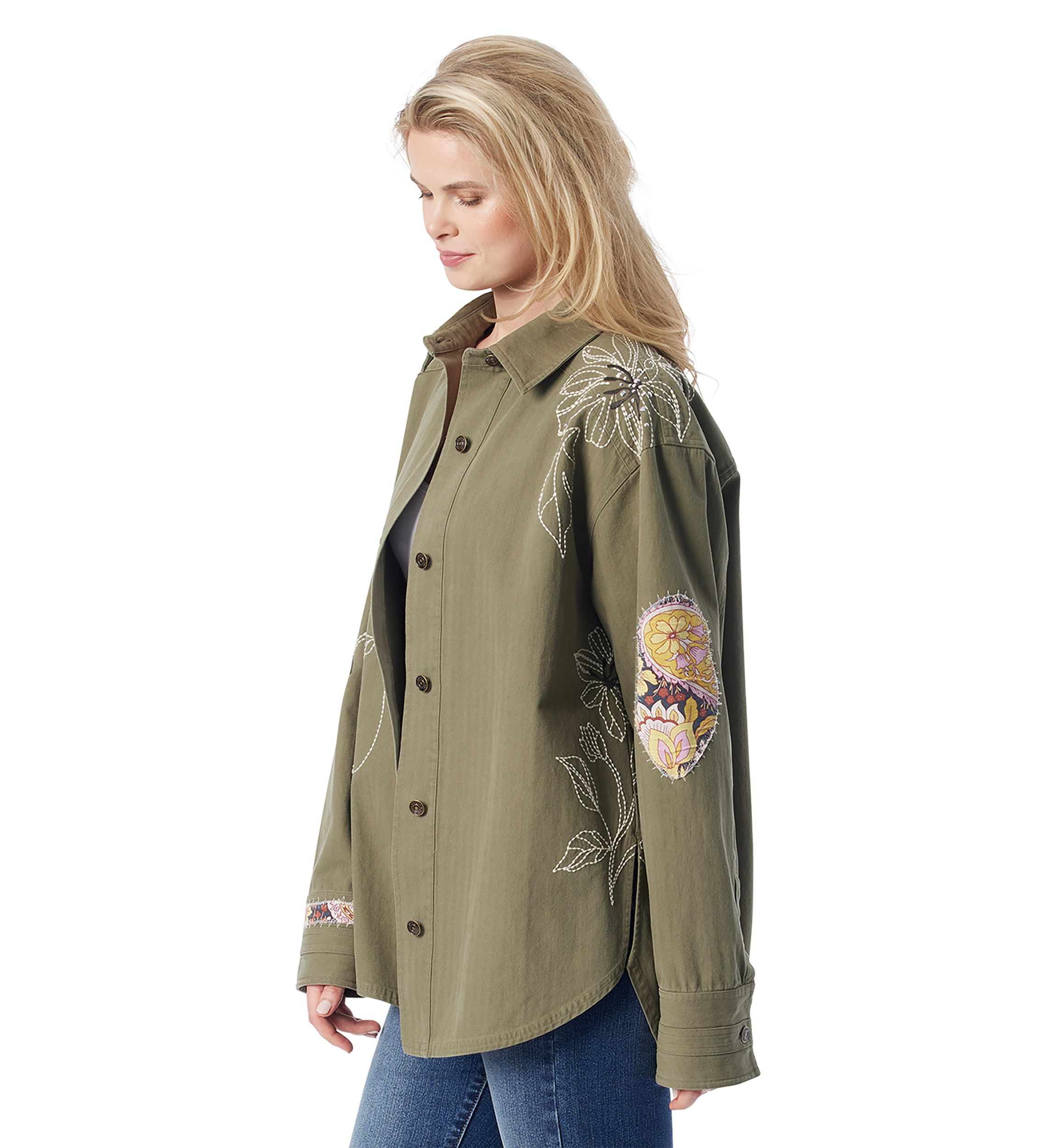 Womens Embroidered Shacket 