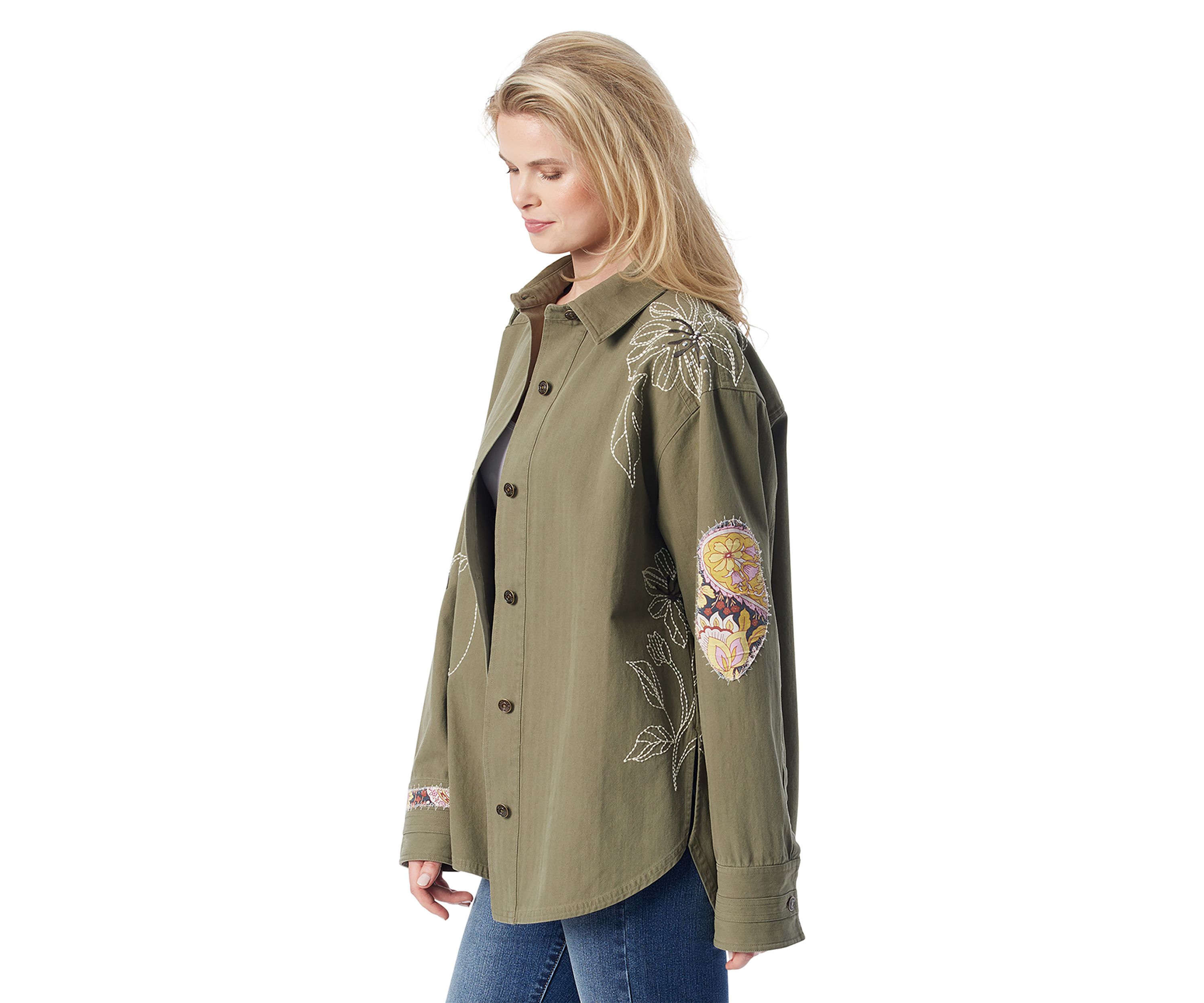 Womens Embroidered Shacket 