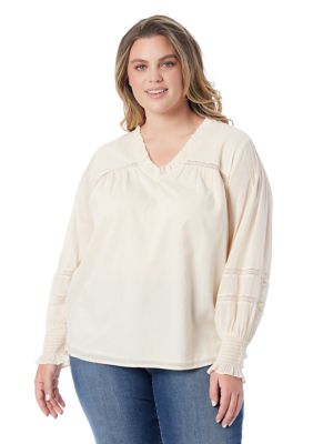Jessica Simpson Women's Plus Size Milla Ruffle V-Neck Blouse