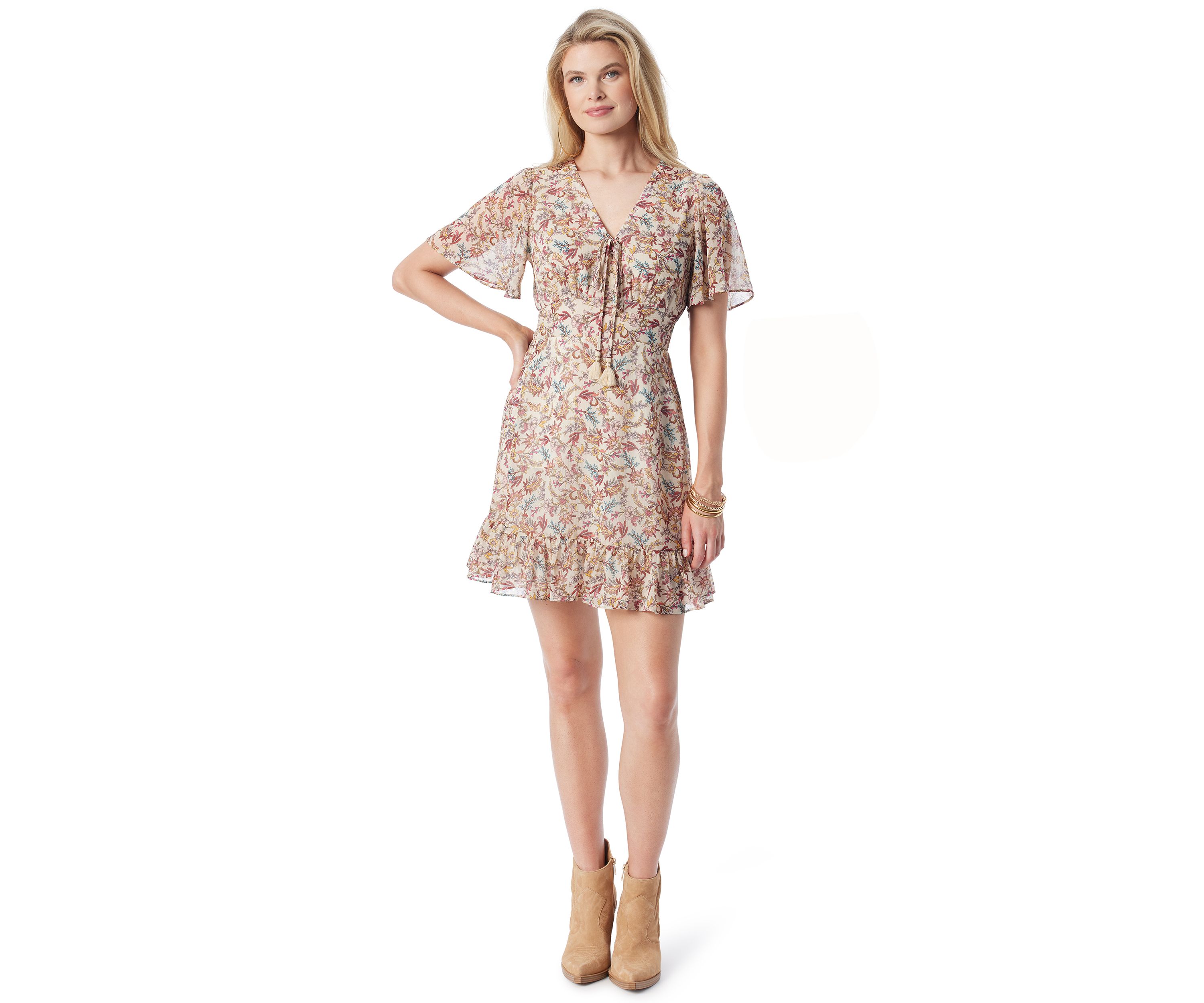 Lottie Short Sleeve V-Neck Mini Dress