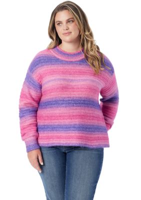 Jessica Simpson Women's Plus Size Portia Long Sleeve Sweater, Purple, 3X