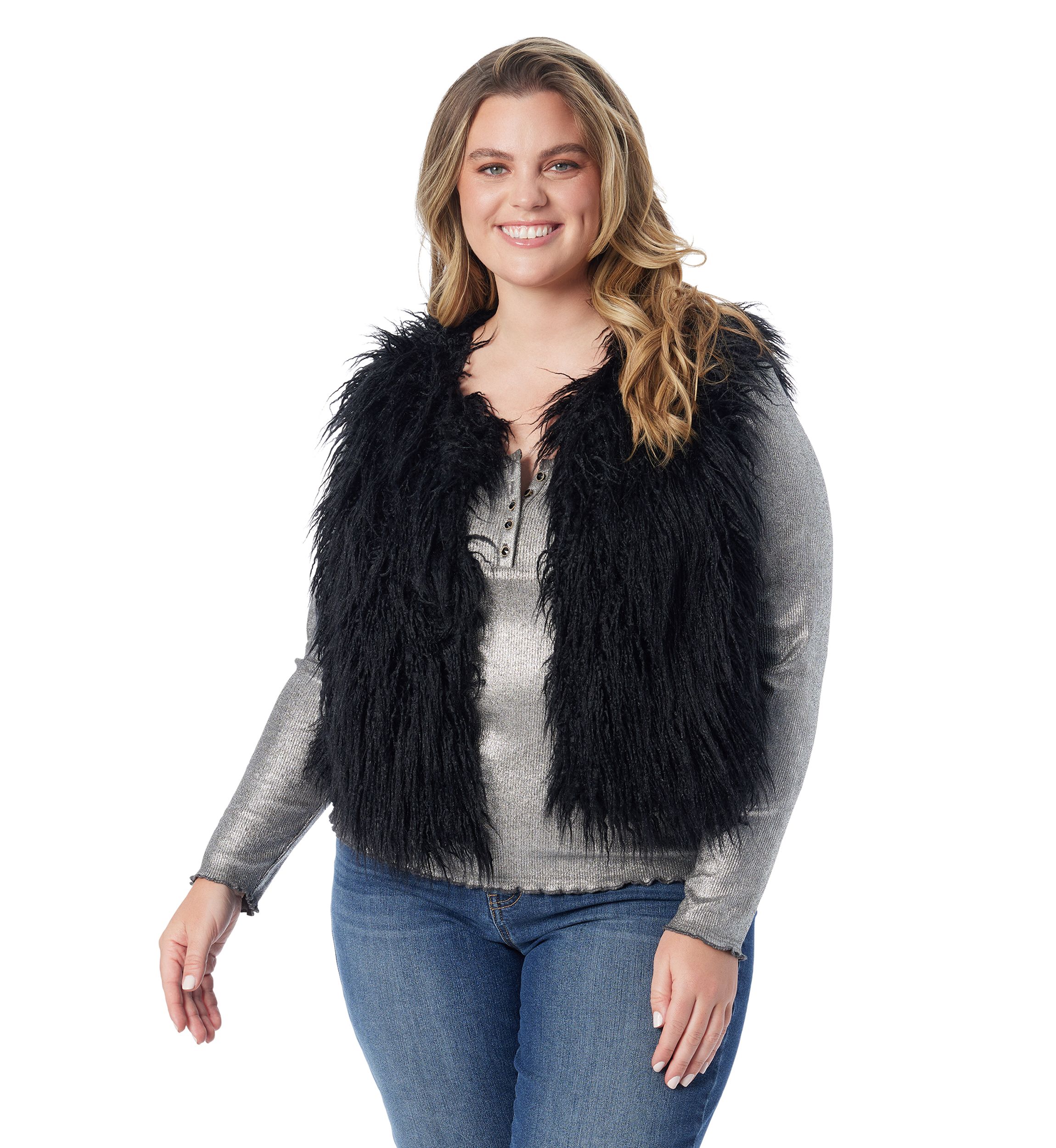 Plus Size Faux Fur Vest