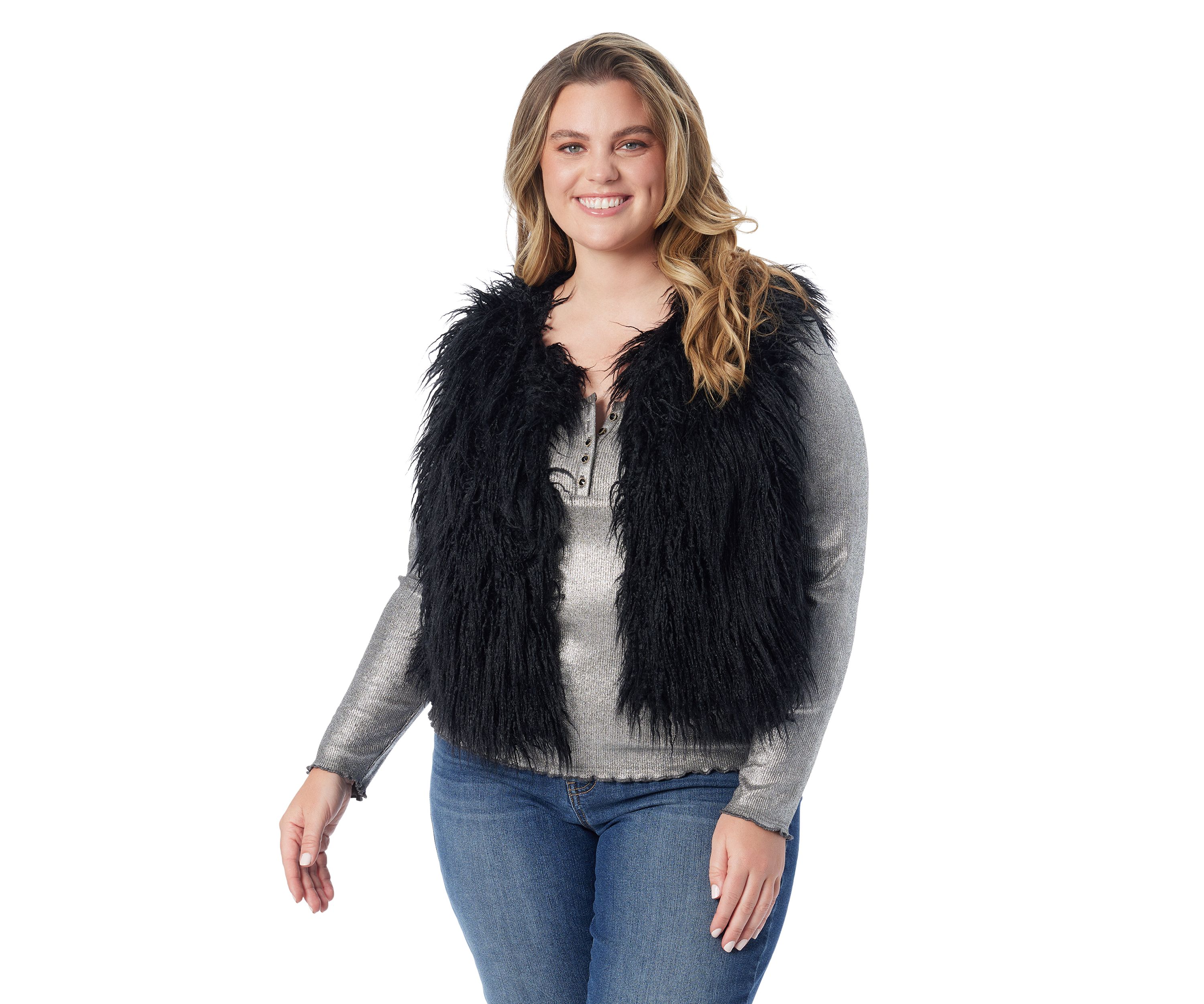 Plus Size Faux Fur Vest