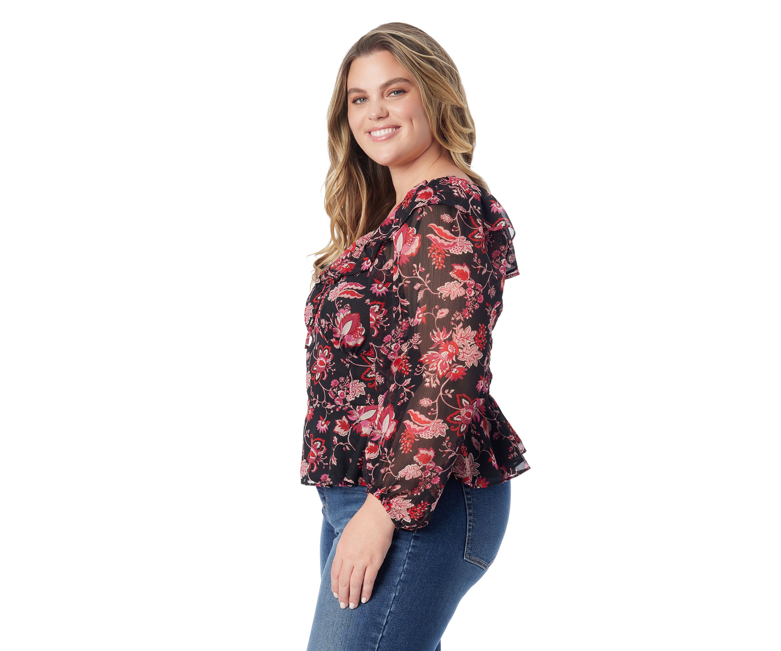 Plus Size Aki Printed Woven Top