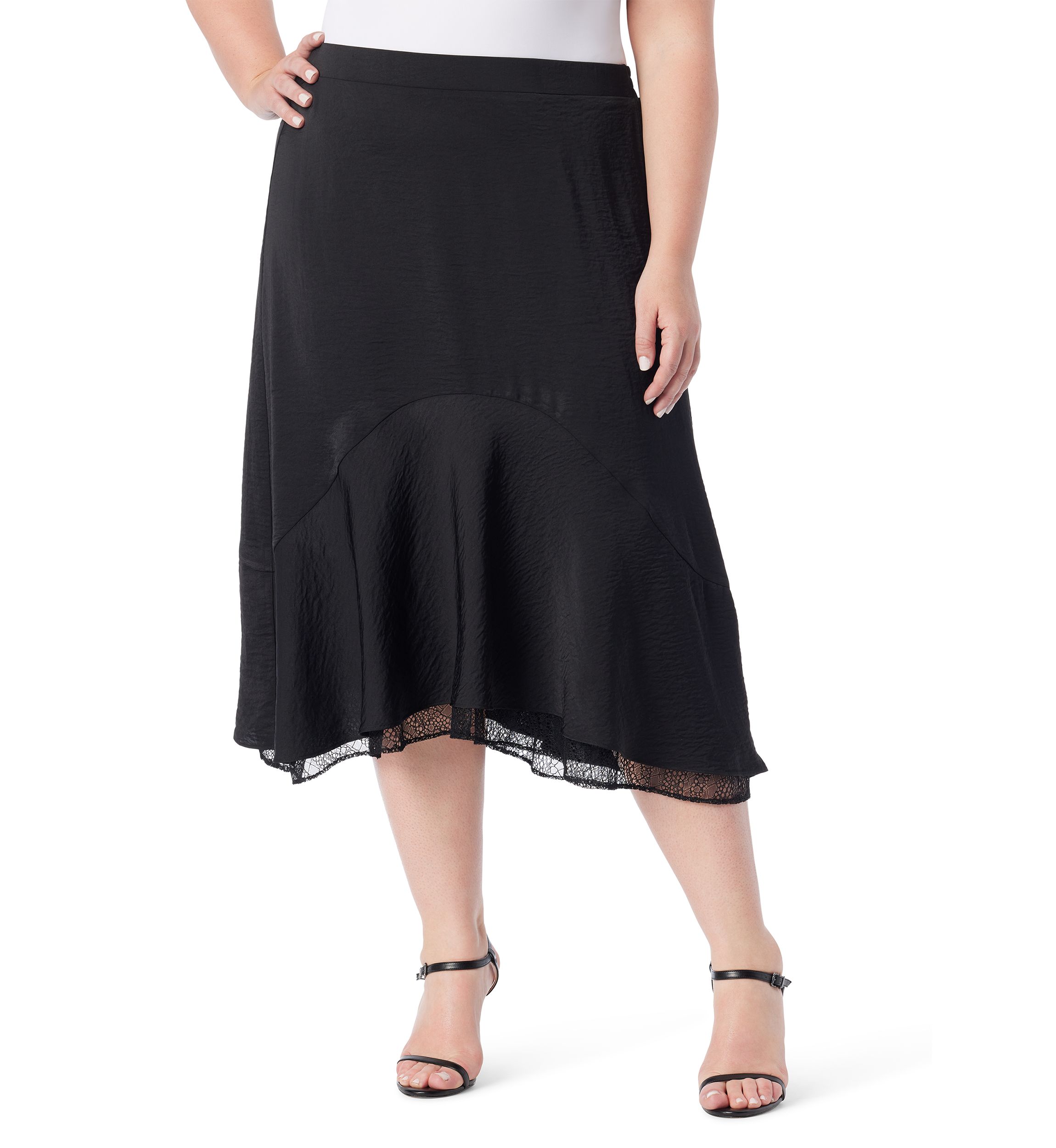 Plus Size Lace Hem Skirt