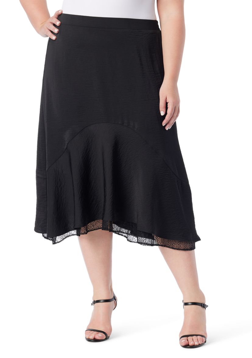 Plus Size Lace Hem Skirt