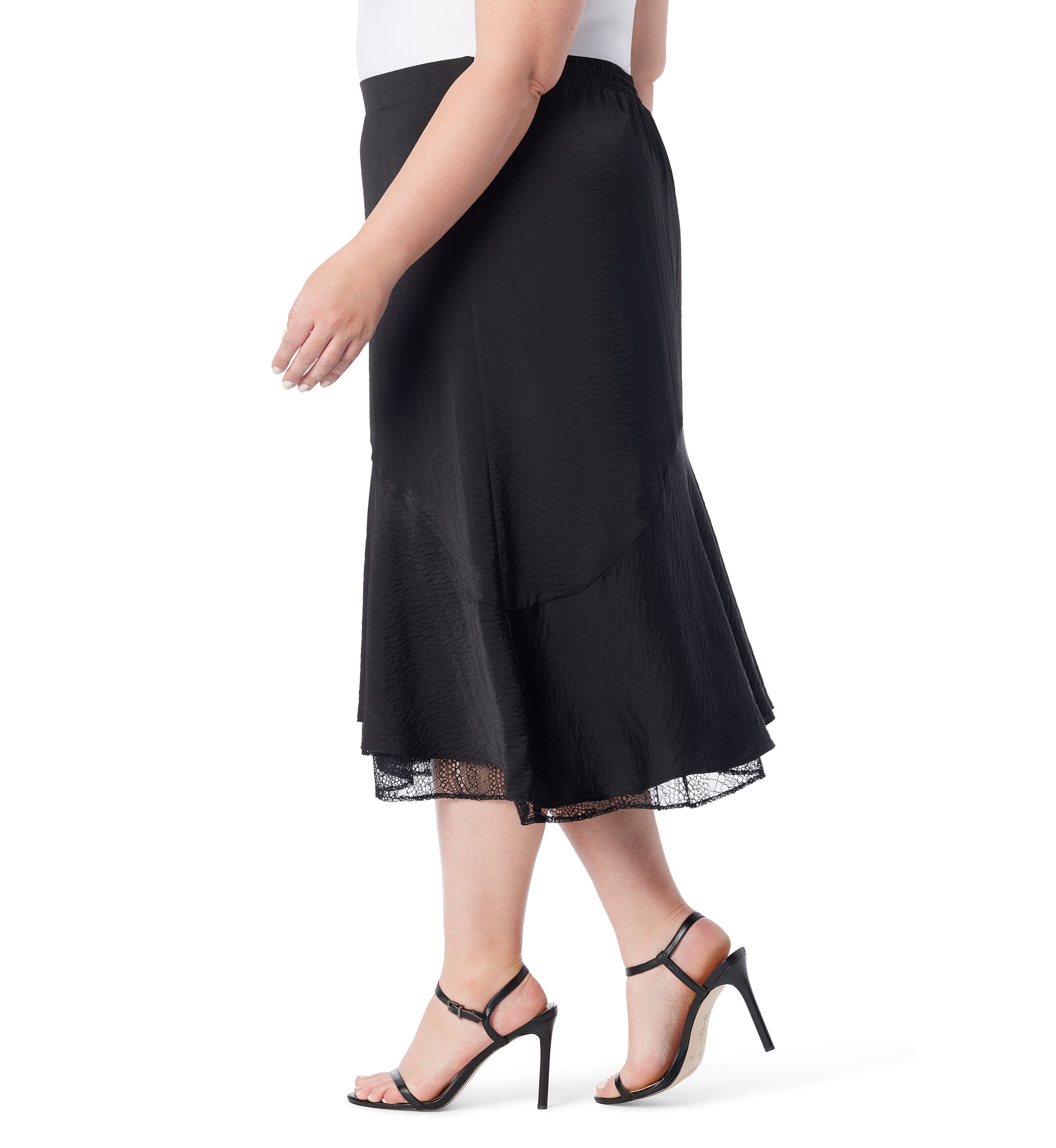 Plus Size Lace Hem Skirt