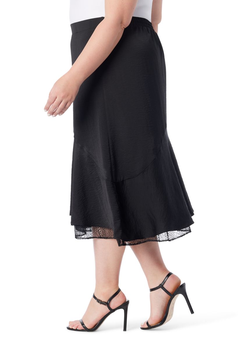 Plus Size Lace Hem Skirt