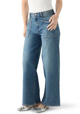 Jessica Simpson Women's Utility Patch Wide-Leg Jeans