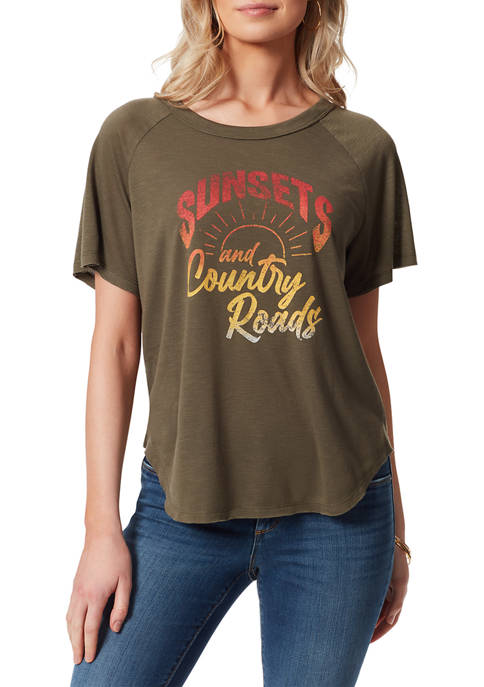 Jessica Simpson Short Sleeve Sunsets Graphic T-Shirt