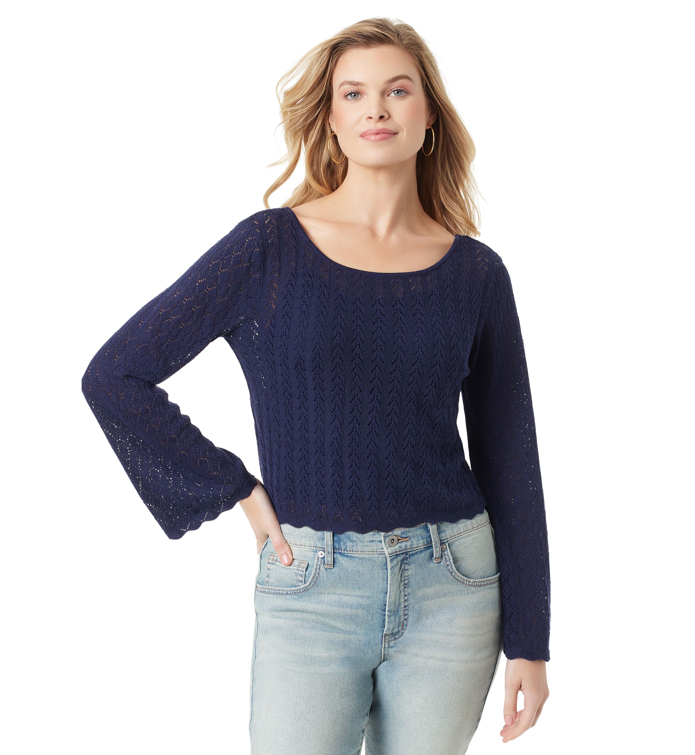 Taytum Long Sleeve Pointelle Knit Blouse