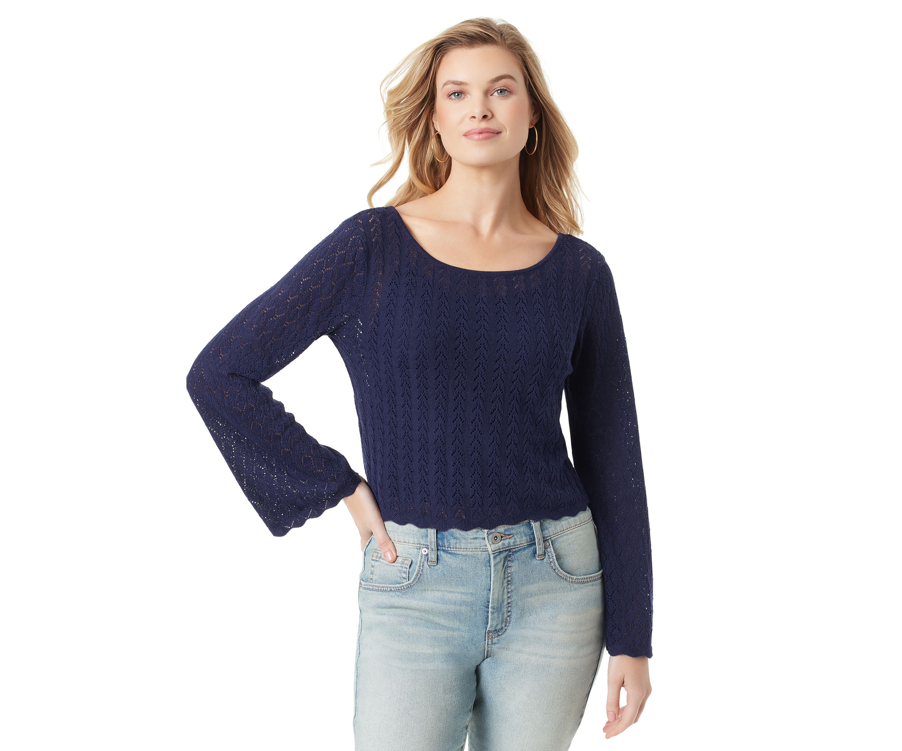 Taytum Long Sleeve Pointelle Knit Blouse