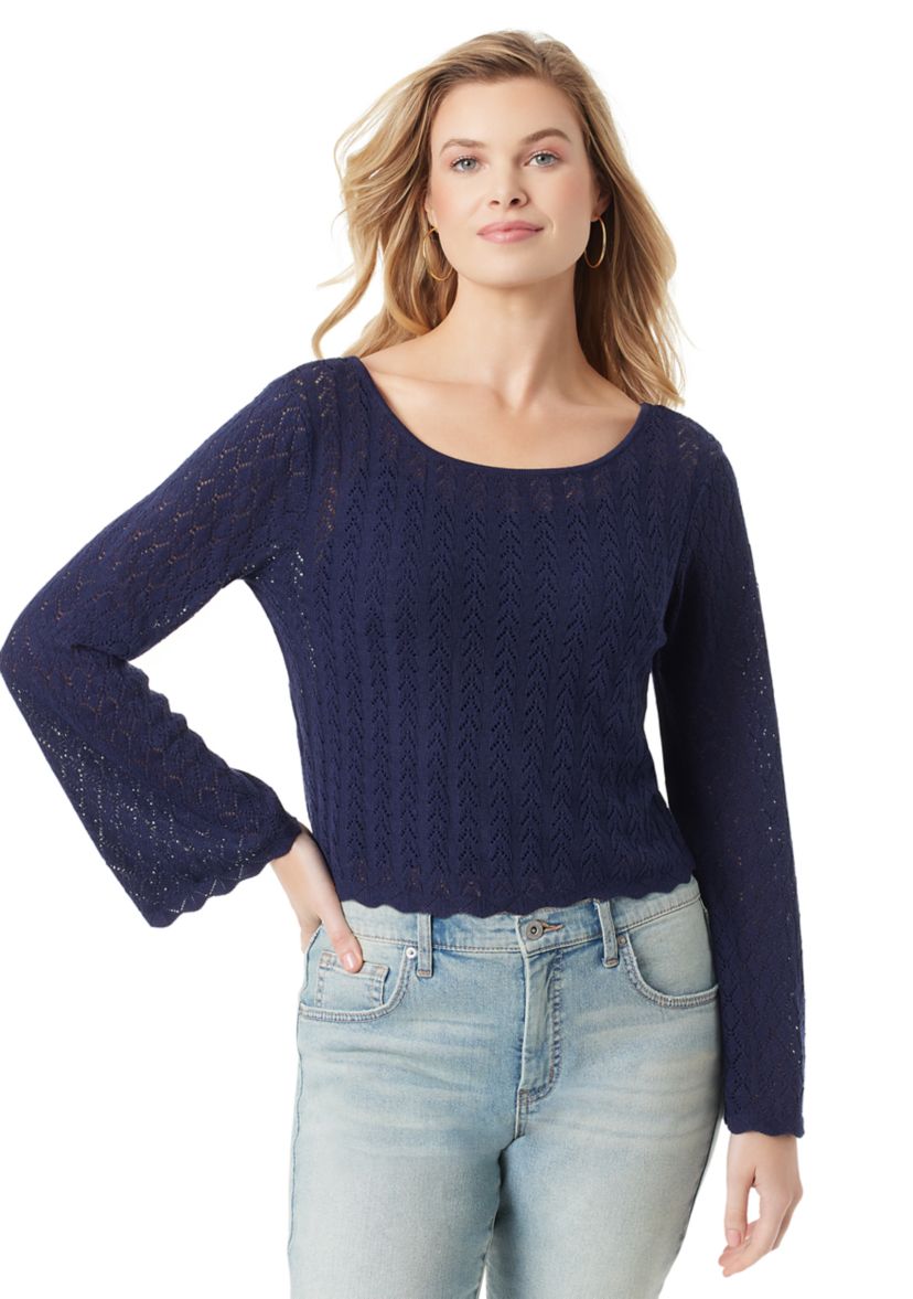 Taytum Long Sleeve Pointelle Knit Blouse