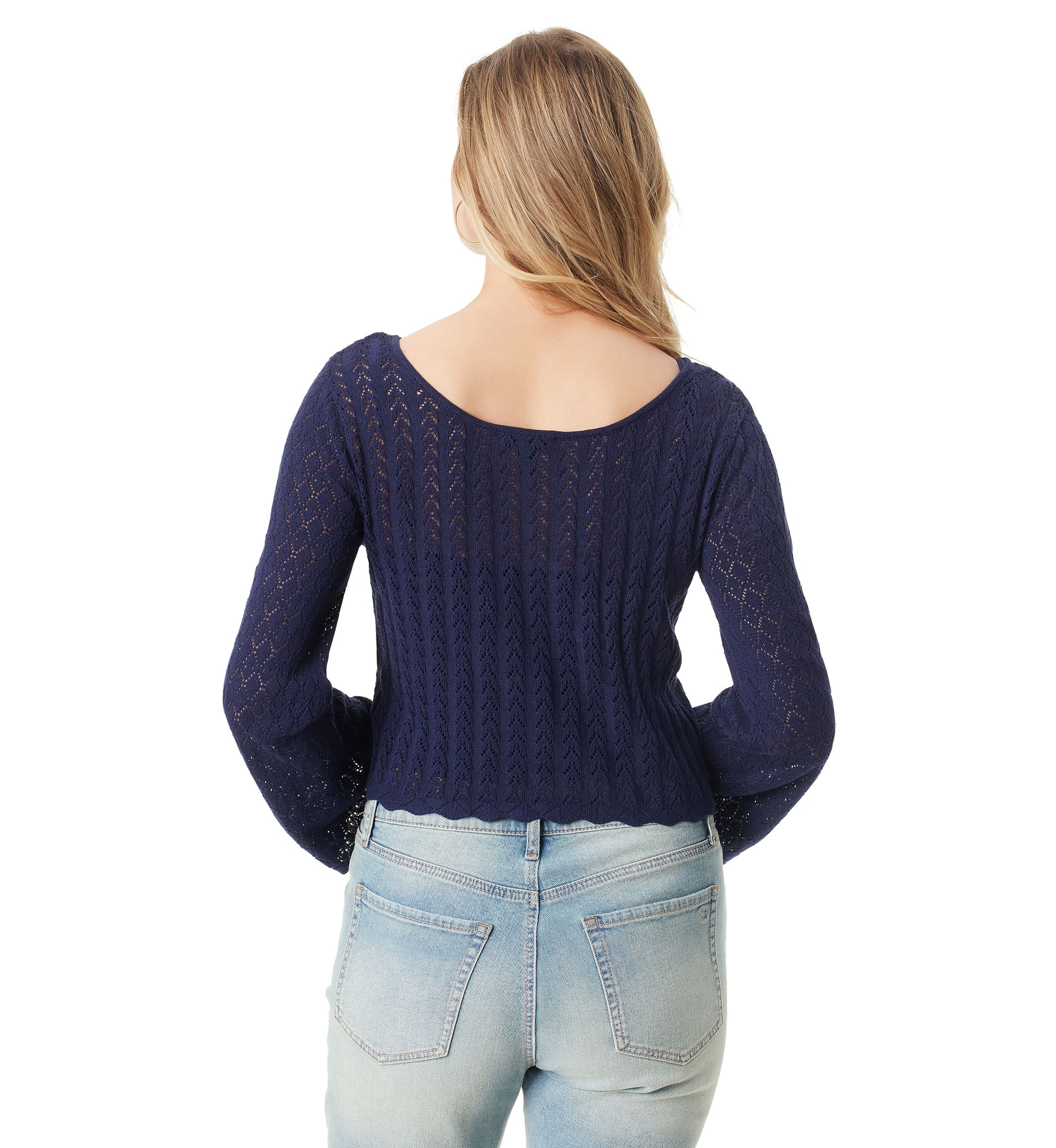 Taytum Long Sleeve Pointelle Knit Blouse