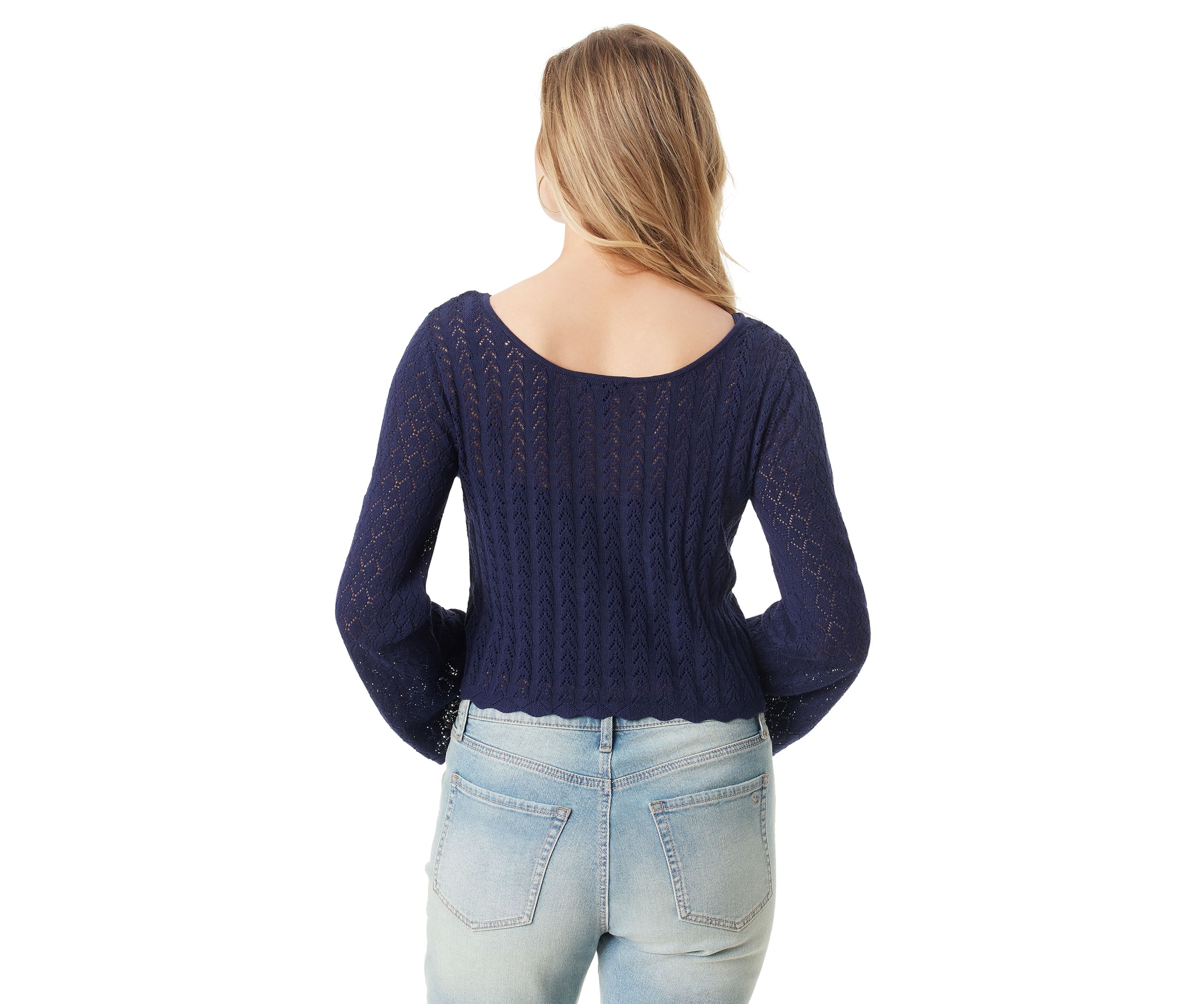 Taytum Long Sleeve Pointelle Knit Blouse