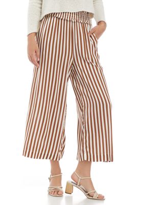 striped cropped wide leg pants