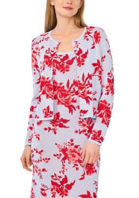 Ted Baker Women's Long Sleeve Floral Button Front Cardigan, Sky Blue, XL