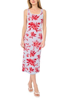 Ted Baker Women's Sleeveless Floral Sweater Midi Dress, Sky Blue, XL