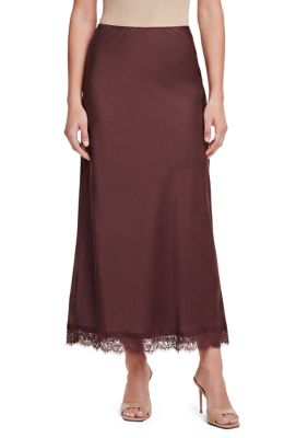 Ted Baker Women's Lace Trim Satin Midi Skirt