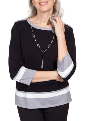 Women's Classics Border Stripe With Necklace