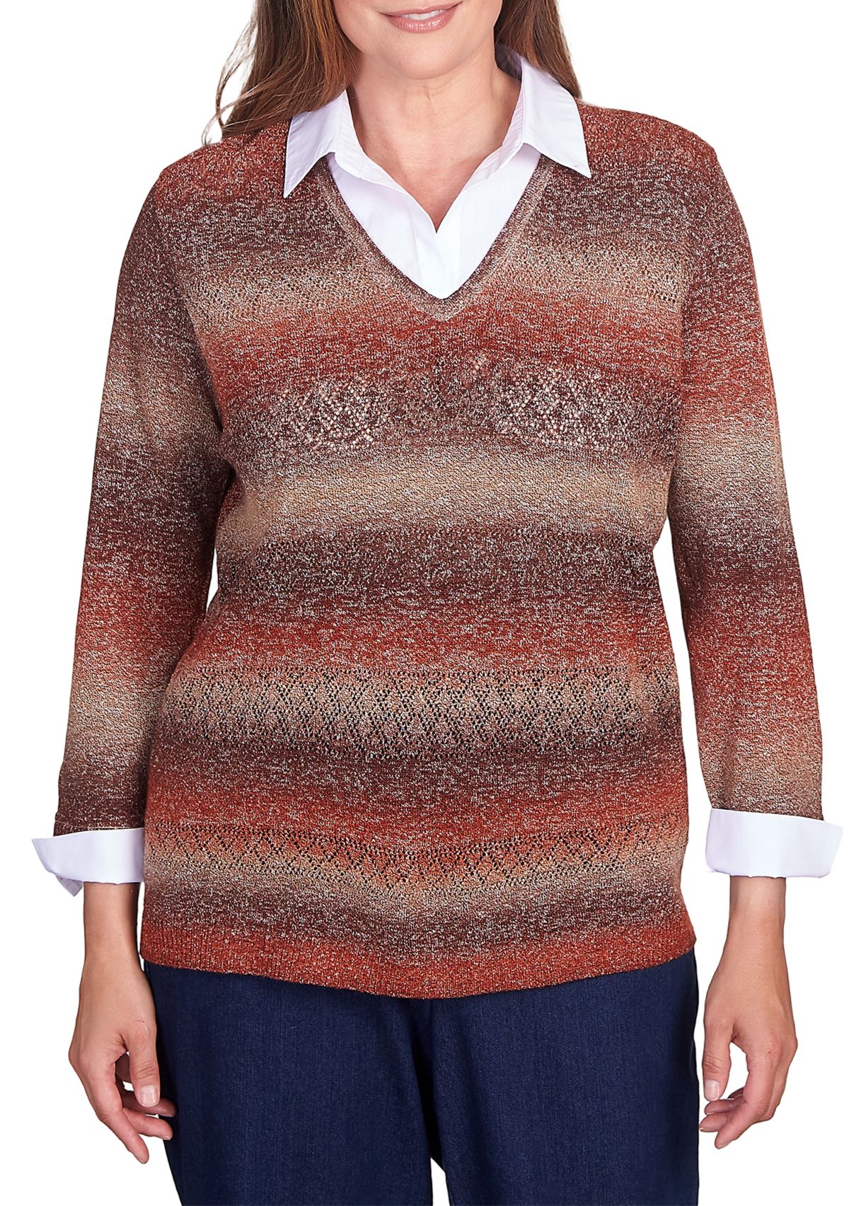 Womens Classics Space Dye With Woven Trim Top