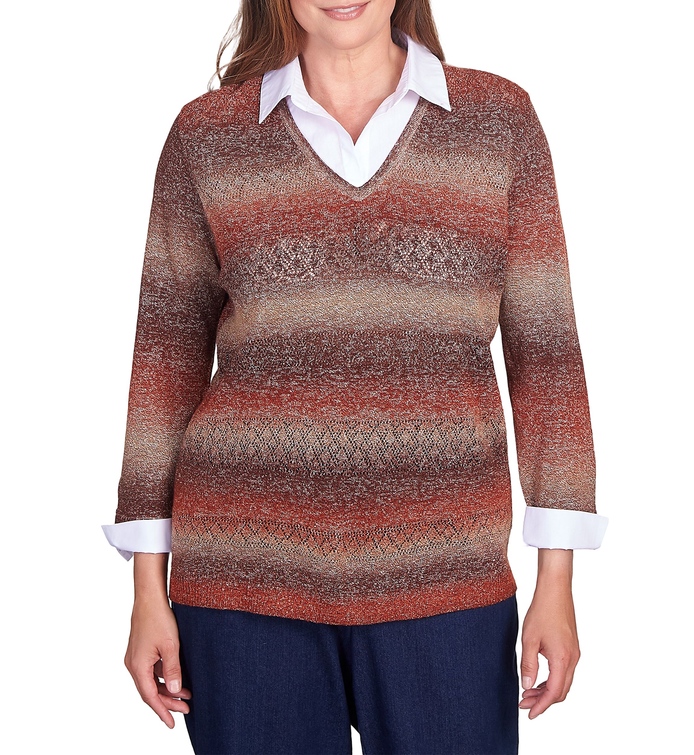 Womens Classics Space Dye With Woven Trim Top