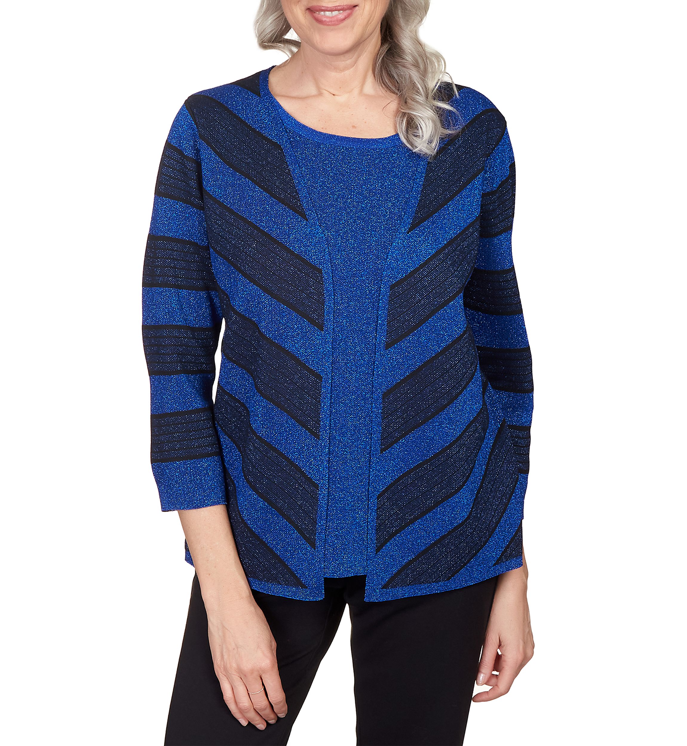 Womens Chevron Stripe Two for One Sweater