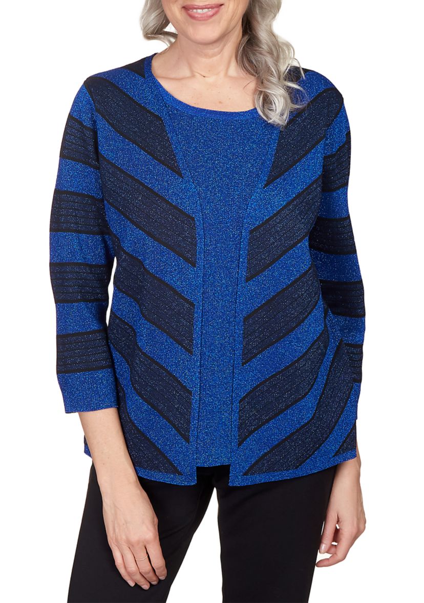 Womens Chevron Stripe Two for One Sweater