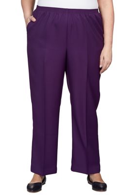 Alfani Women's Pants Short Dress Mid-Rise Ponte Stretch Purple Size 10S