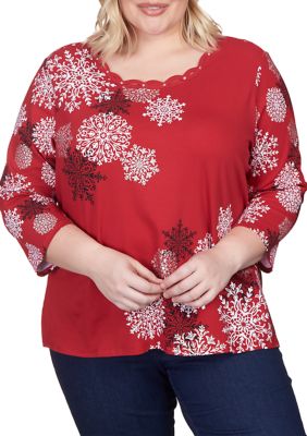 Plus Snowflakes Knit Top