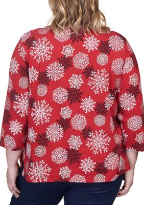 Plus Snowflakes Knit Top