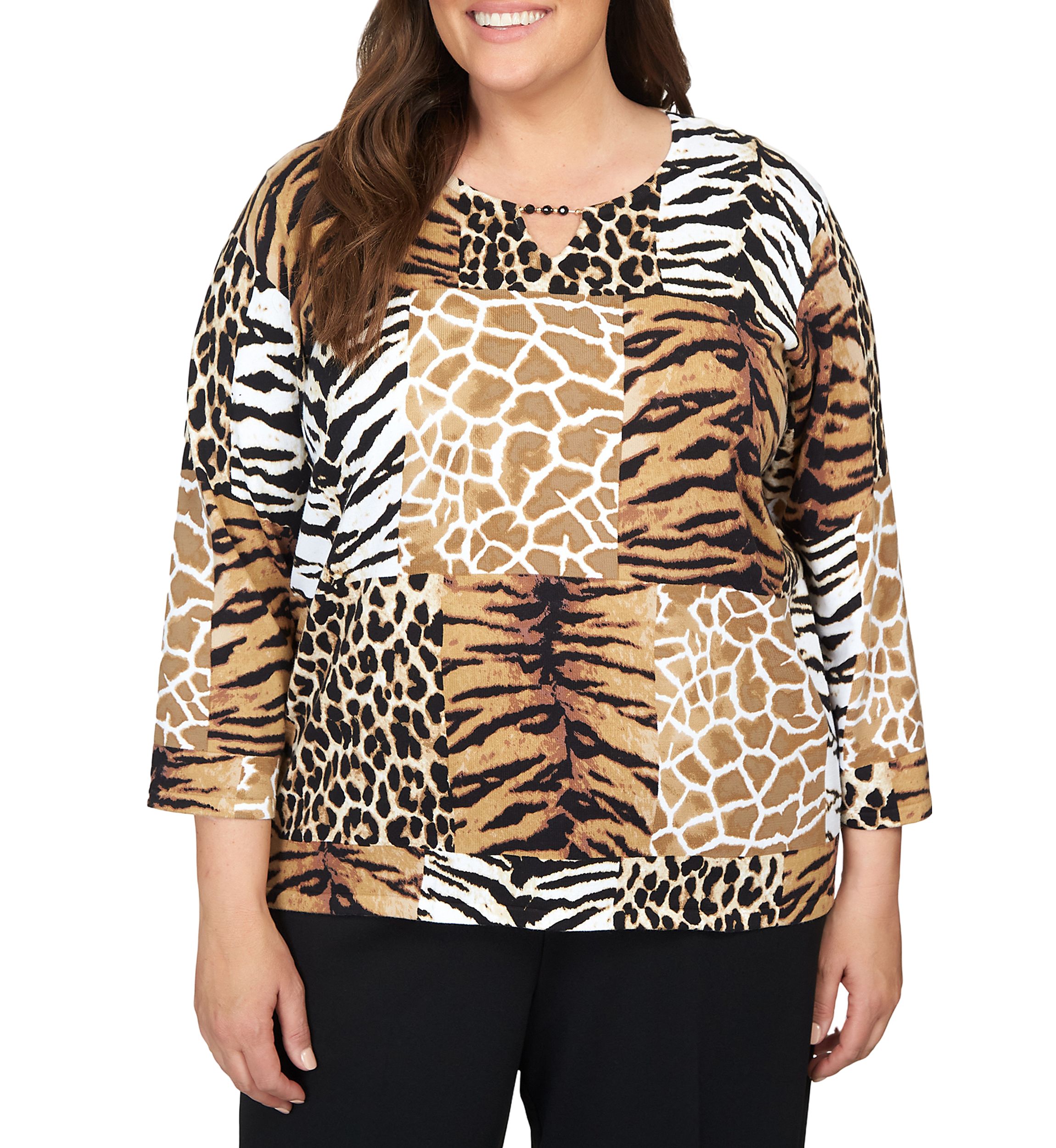 Plus Size Animal Patch Sweater