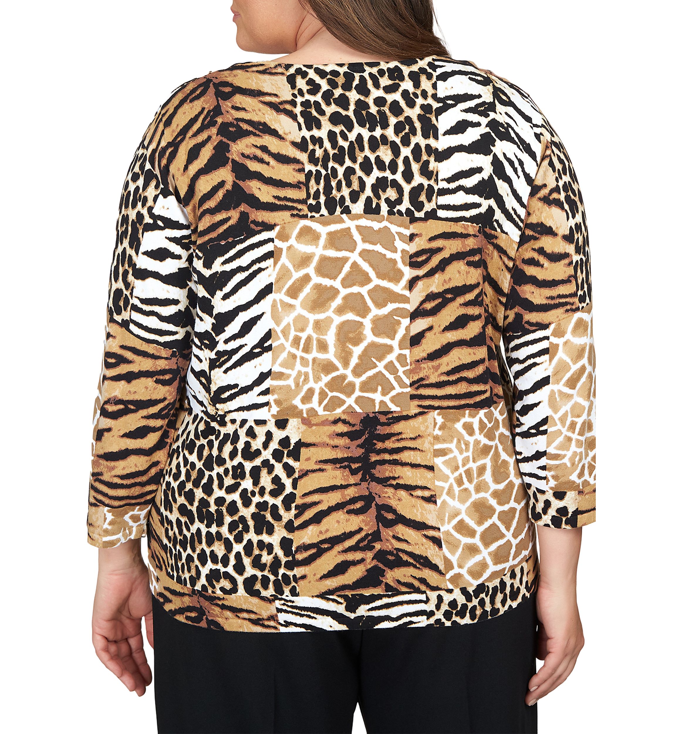 Plus Size Animal Patch Sweater