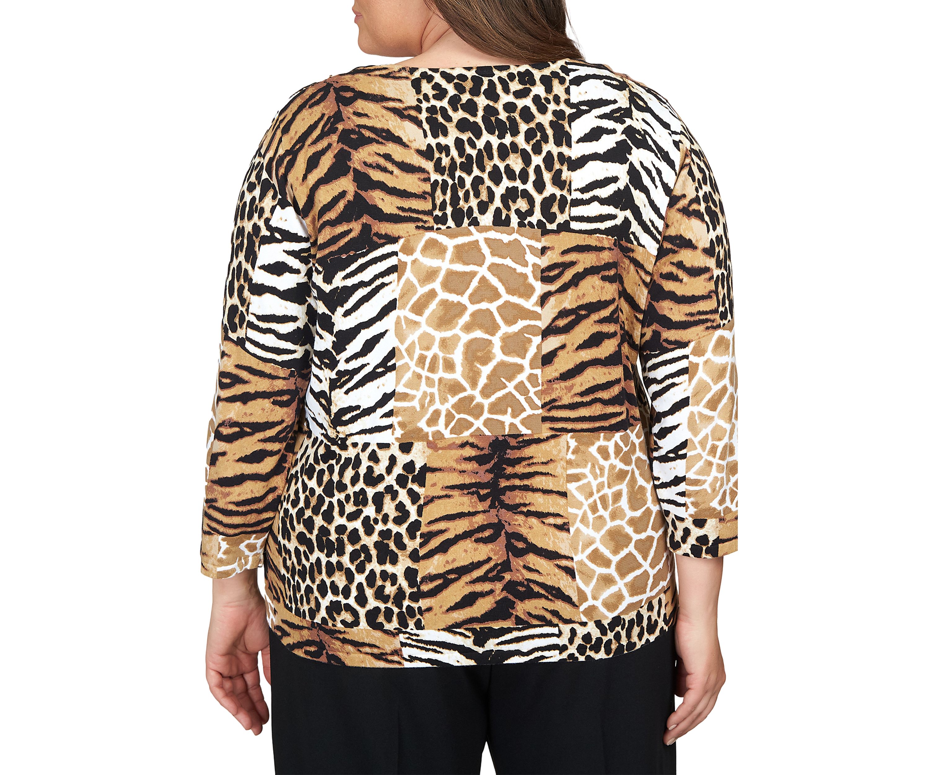 Plus Size Animal Patch Sweater