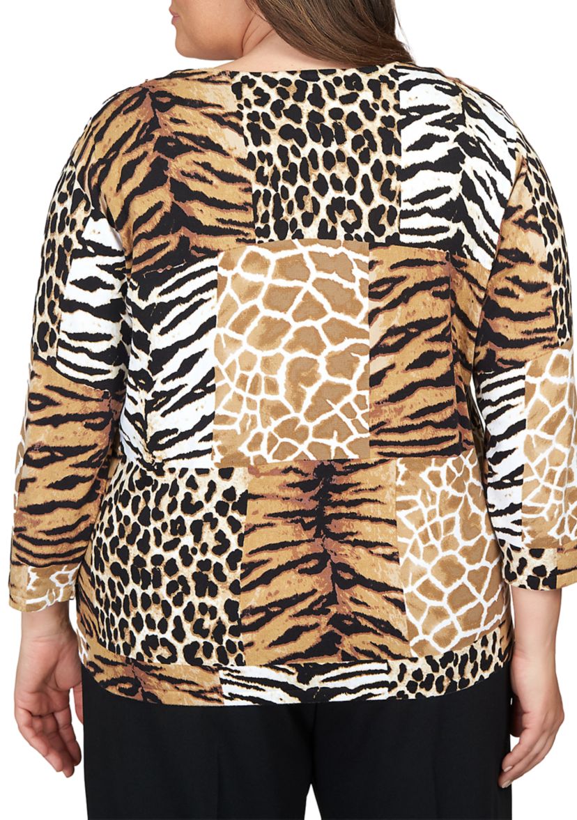 Plus Size Animal Patch Sweater