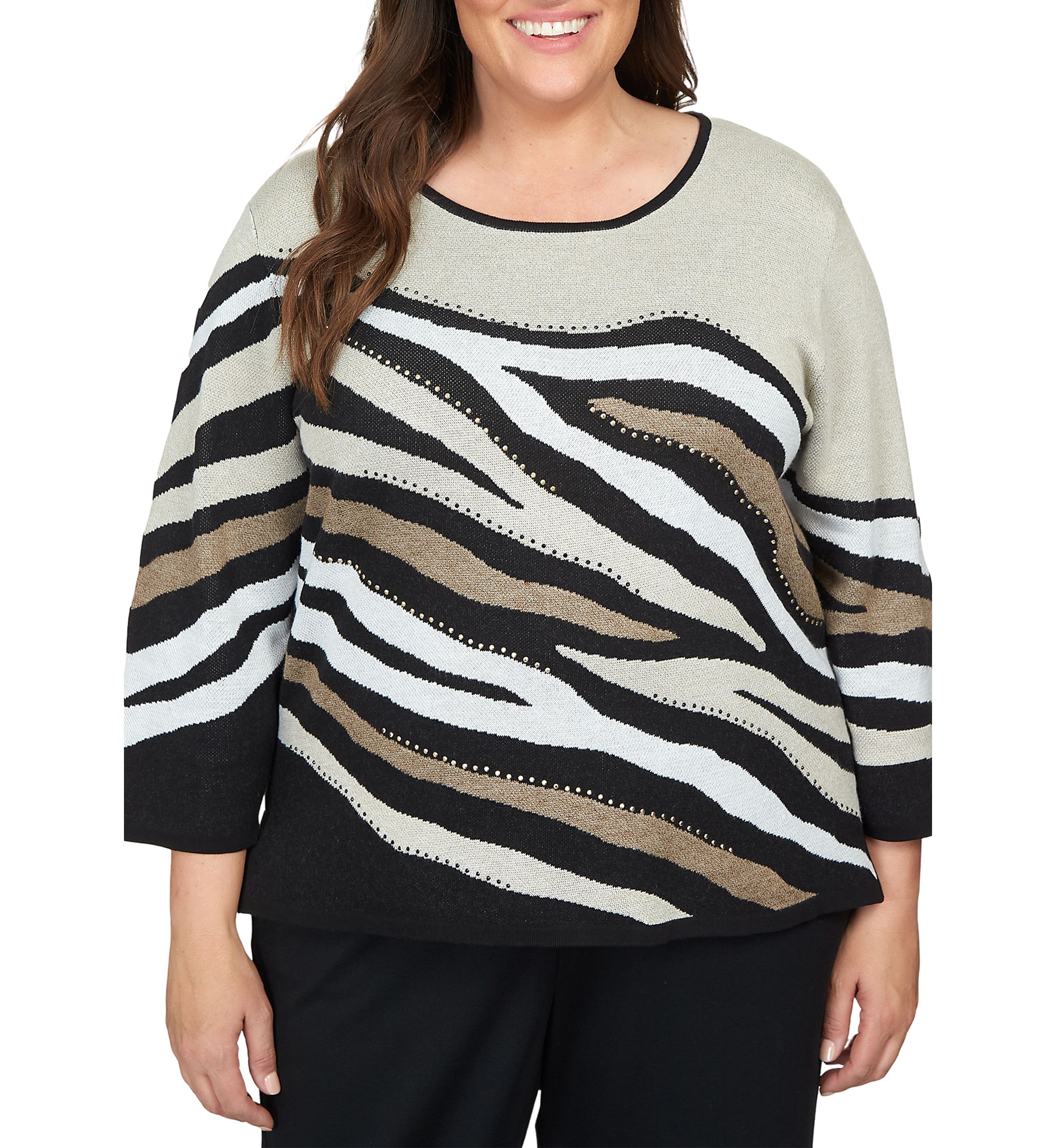Plus Size Animal Jacquard Sweater