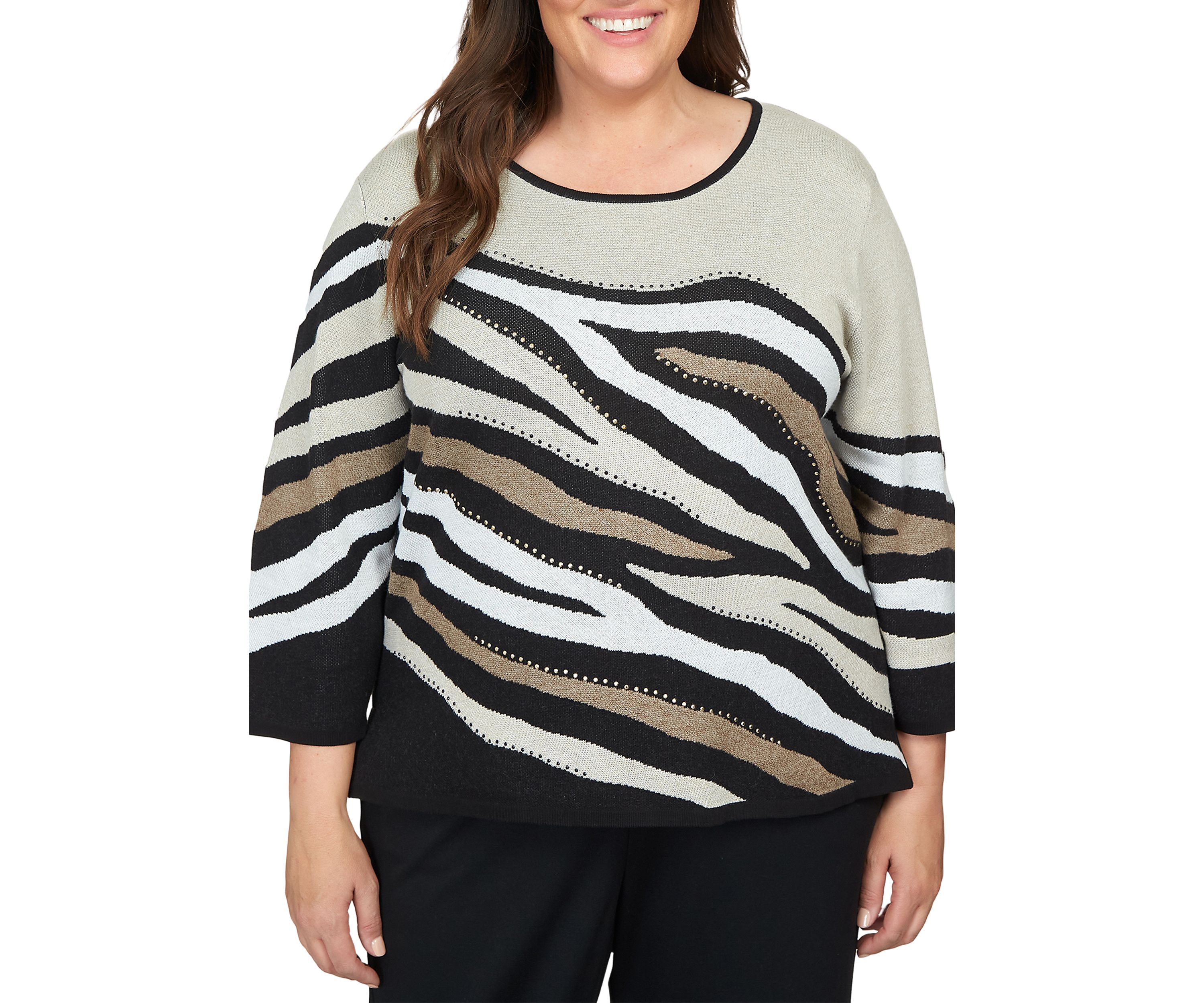 Plus Size Animal Jacquard Sweater