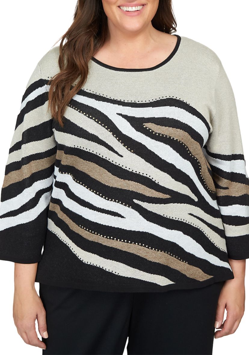 Plus Size Animal Jacquard Sweater